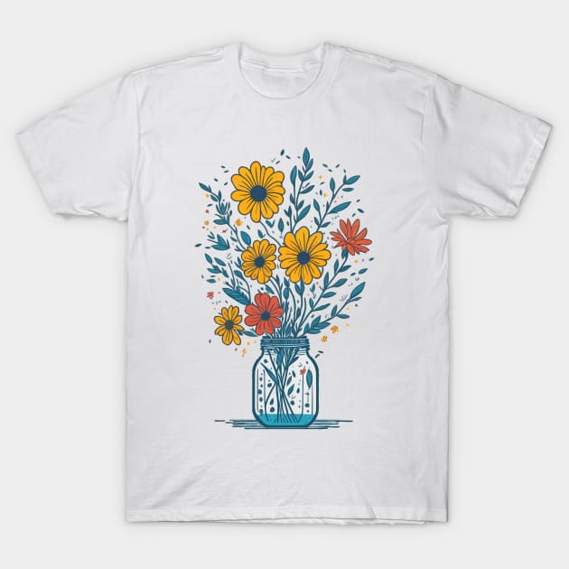 Daisys in a Mason Jar T-Shirt by Yolanda.Kafatos